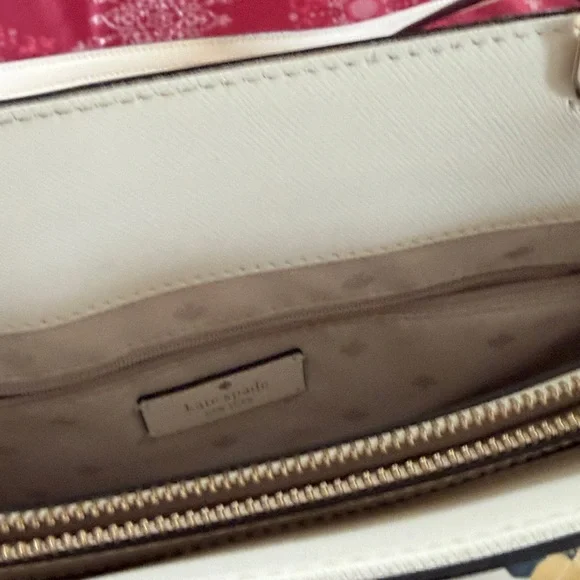 Kate Spade Pink and Yellow Floral Tote zipper interior padded large compartment - Picture 13 of 14